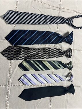 Boy’s Classic Stripe and Solid Neck Tie Collection - Navy, Black, Gray